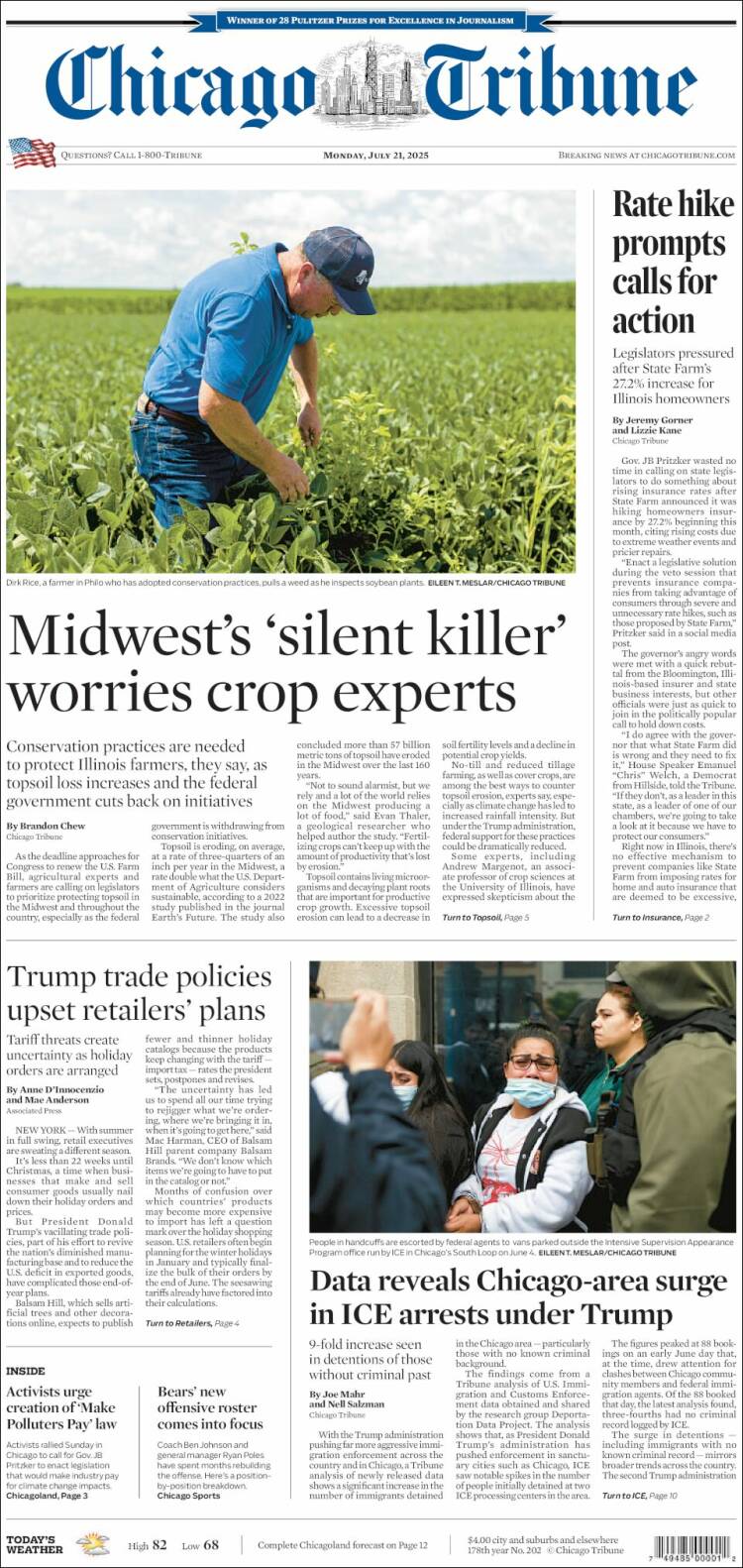 Portada de Chicago Tribune (USA)