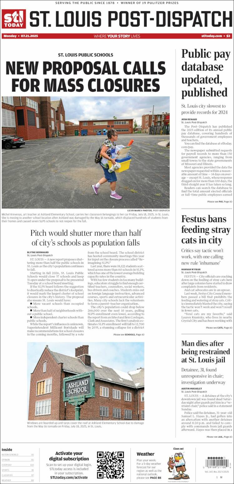 Portada de St. Louis Post-Dispatch (USA)