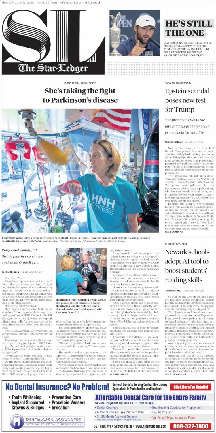 Portada de Star-Ledger (USA)