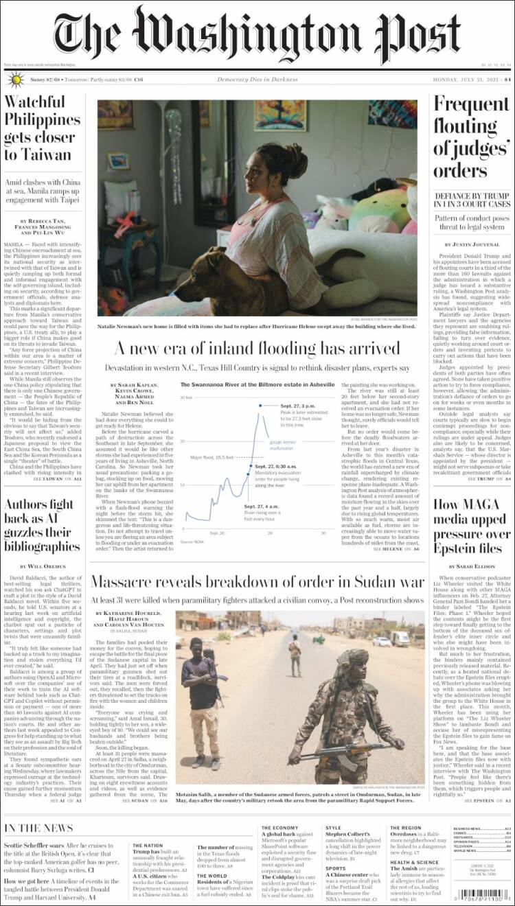 Portada de The Washington Post (USA)