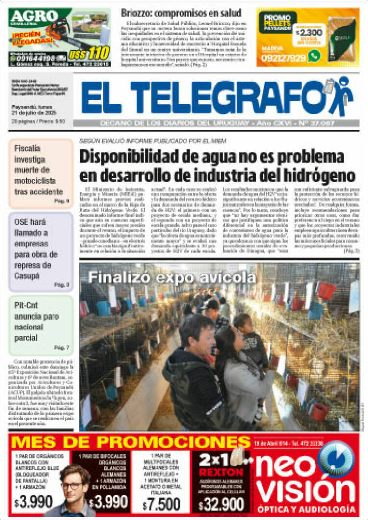 Portada de El Telégrafo (Uruguay)