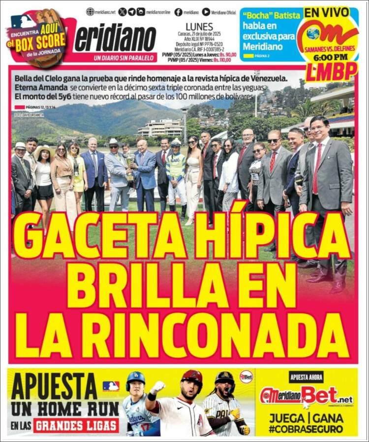Portada de Meridiano (Venezuela)