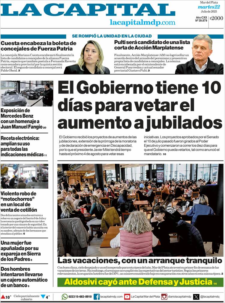 Portada de Diario La Capital - Mar del Plata (Argentina)