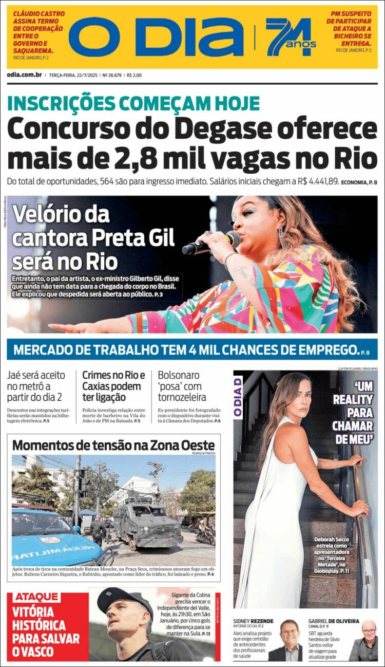 Portada de O Dia (Brasil)