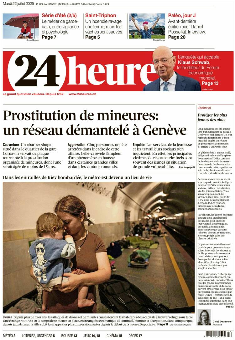 Portada de 24 Heures (Suiza)