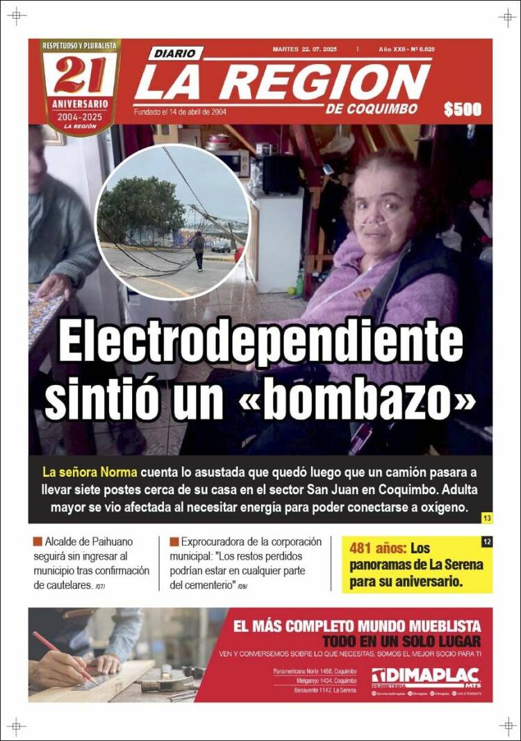 Portada de Diario La Región de Coquimbo (Chile)