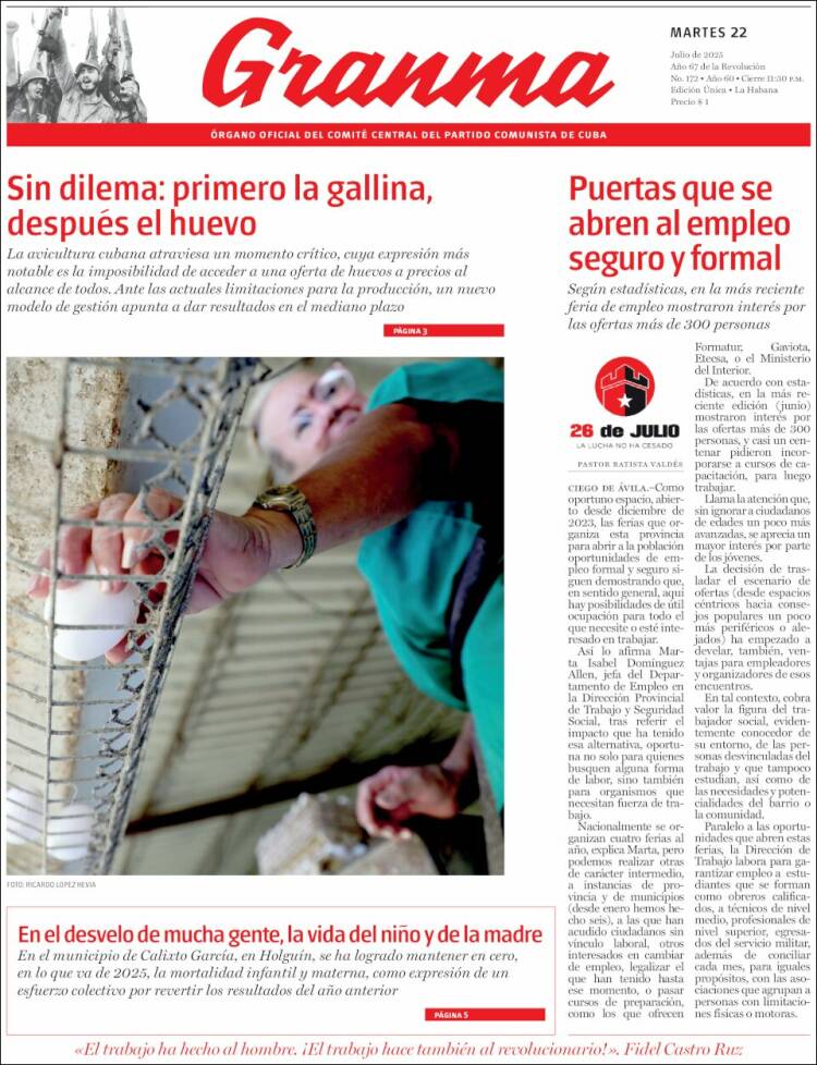 Portada de Granma (Cuba)
