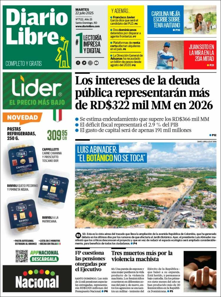 Portada de Diario Libre (R. Dominicana)