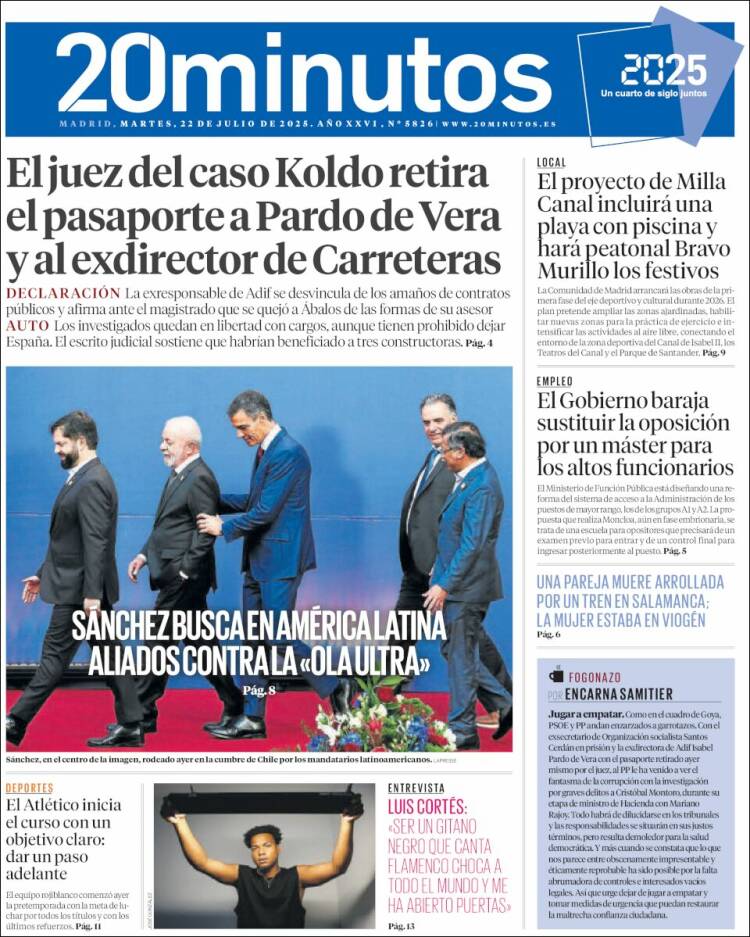 Portada de 20 Minutos - Madrid (España)