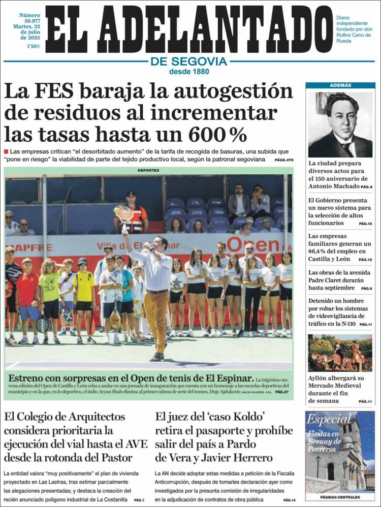 Portada de El Adelantado de Segovia (España)