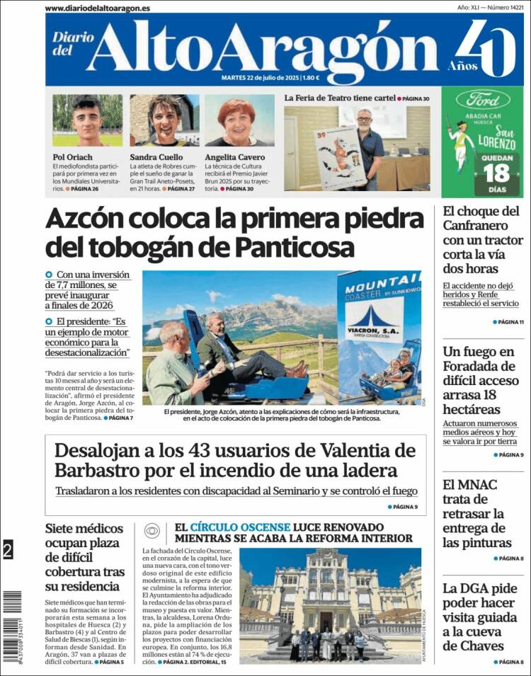 Portada de Diario del AltoAragón (España)
