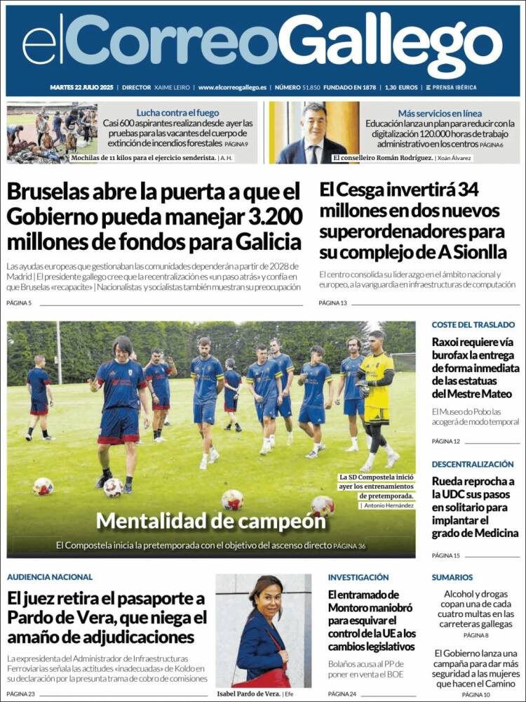 Portada de El Correo Gallego (España)