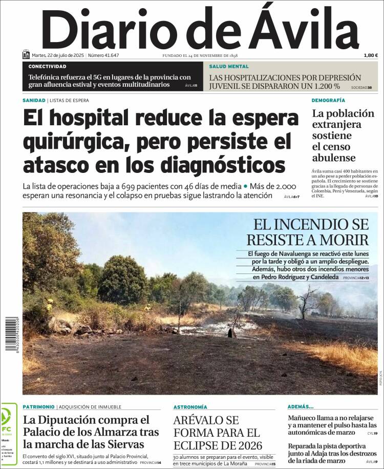 Portada de Diario de Ávila (Spain)