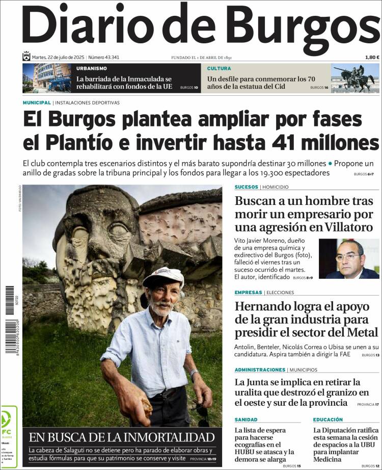 Portada de Diario de Burgos (España)