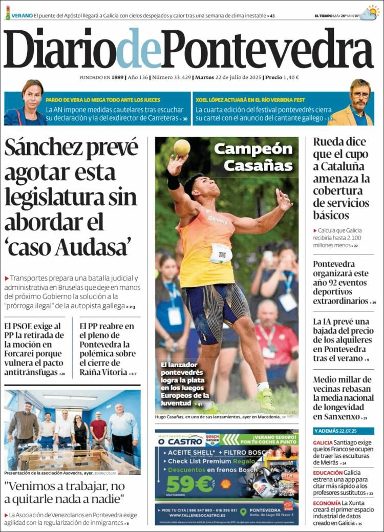 Portada de Diario de Pontevedra (España)