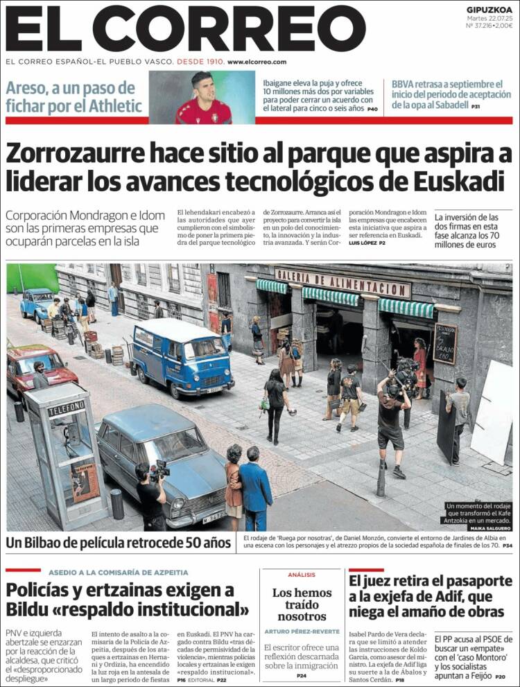 Portada de El Correo - Guipuzcoa (España)