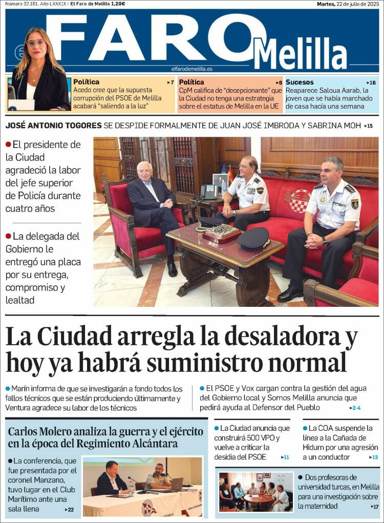 Portada de El Faro de Melilla (España)