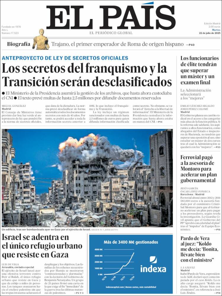 Portada de El País (España)