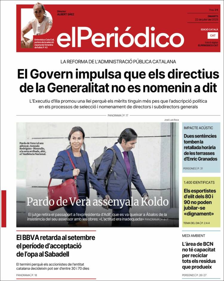 Portada de El Periódico de Catalunya (España)
