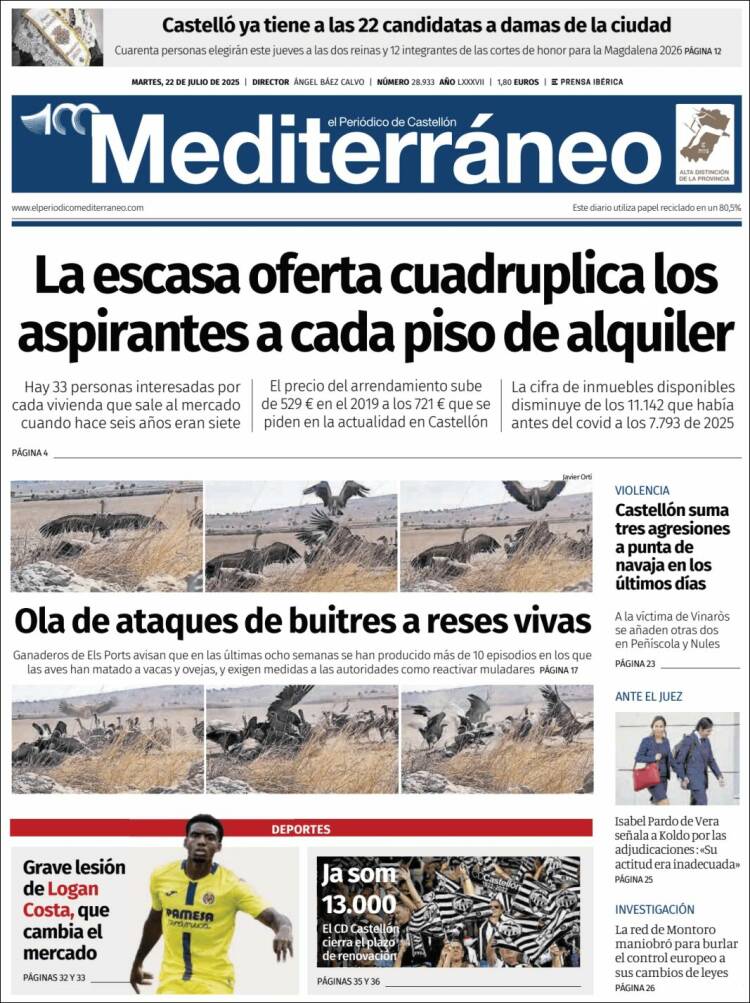 Portada de El Periódico Mediterraneo (España)