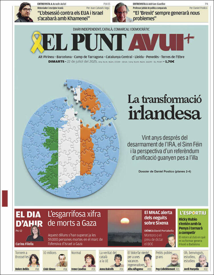 Portada de El Punt Avui (España)
