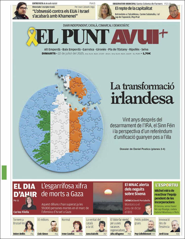 Portada de El Punt Avui - Girona (España)