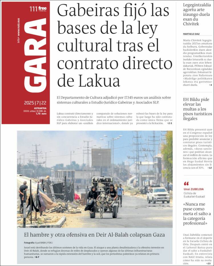 Portada de Gara (España)