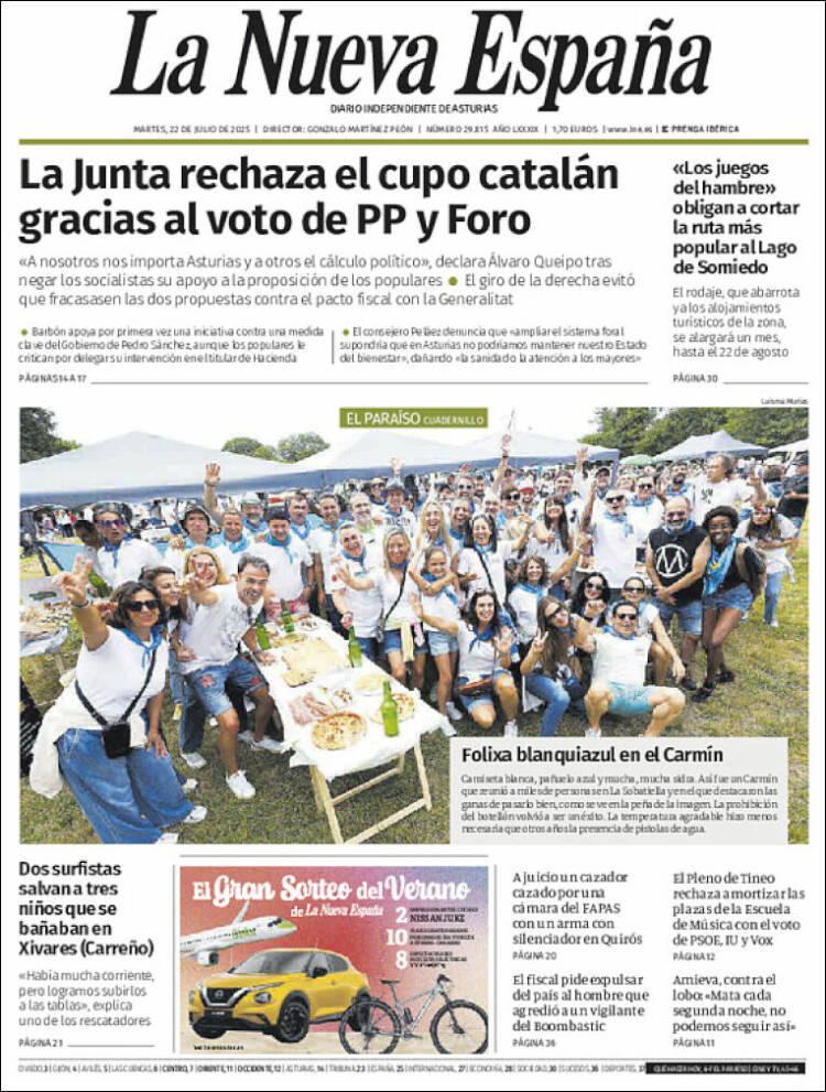 Portada de La Nueva España (España)