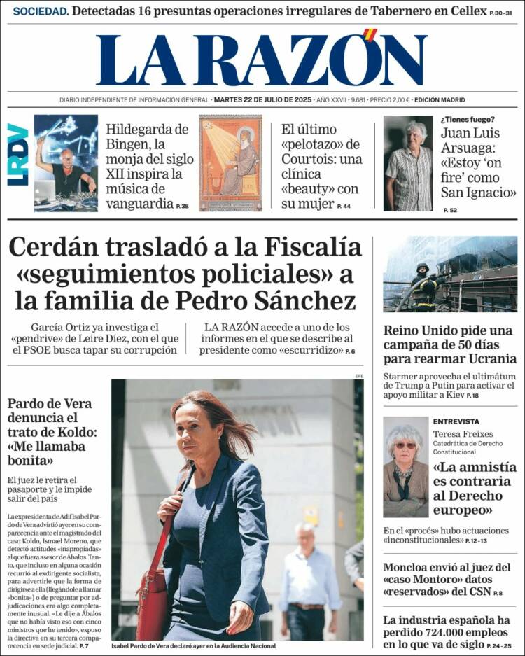Portada de La Razón (España)