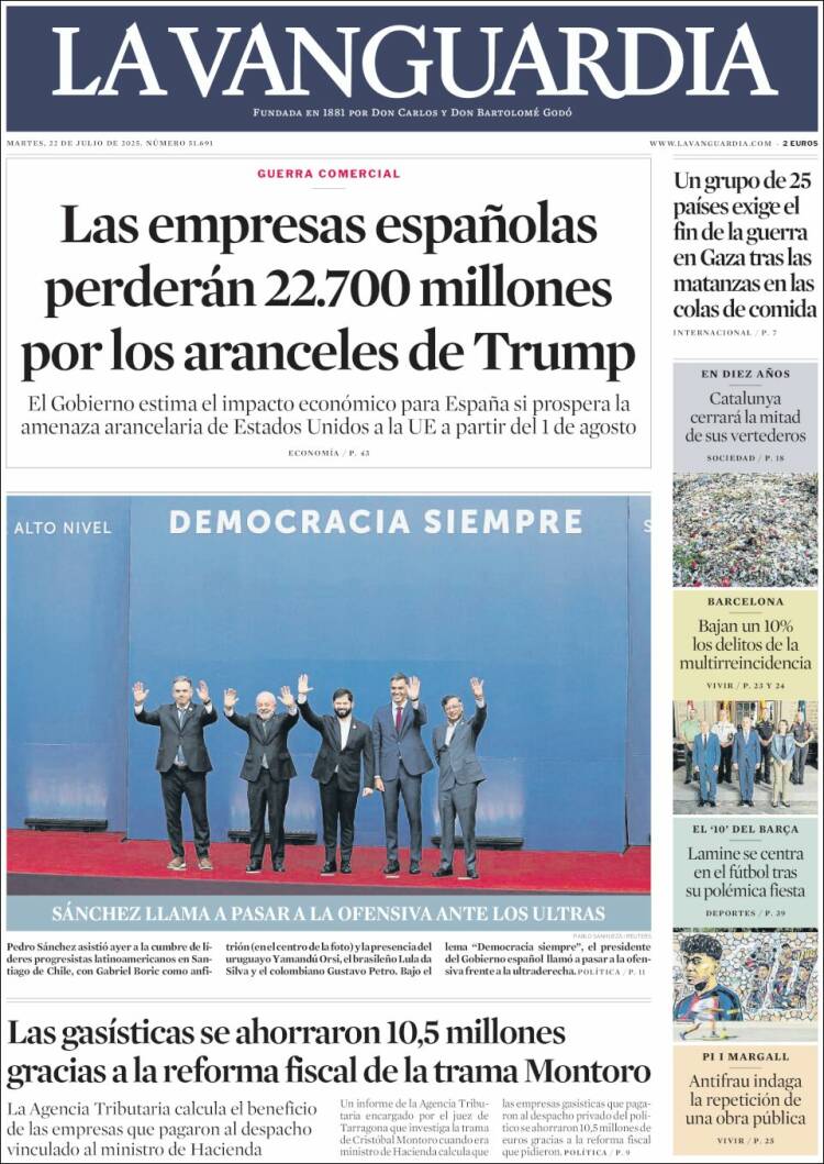 Portada de La Vanguardia (Spain)
