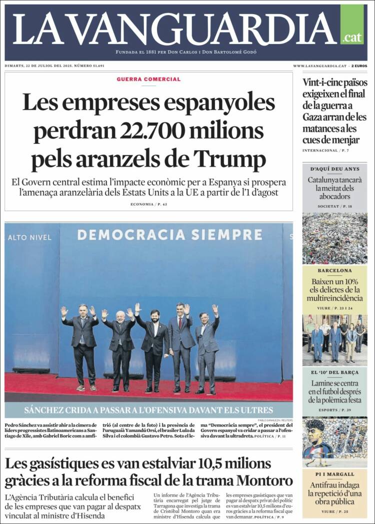 Portada de La Vanguardia (España)