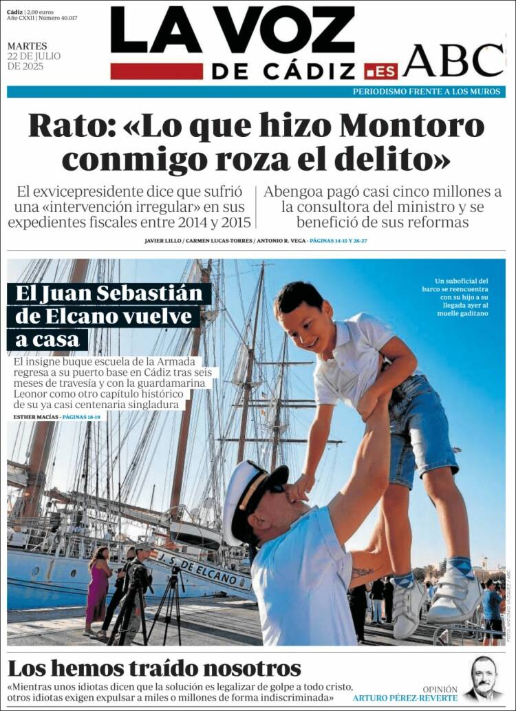 Portada de La Voz de Cádiz (España)