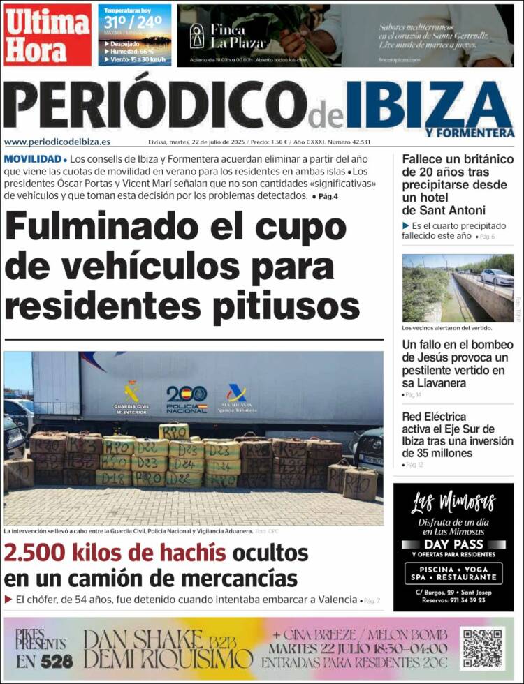 Portada de Periódico de Ibiza (España)
