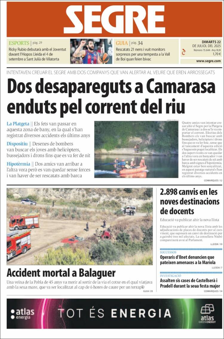 Portada de Segre (España)