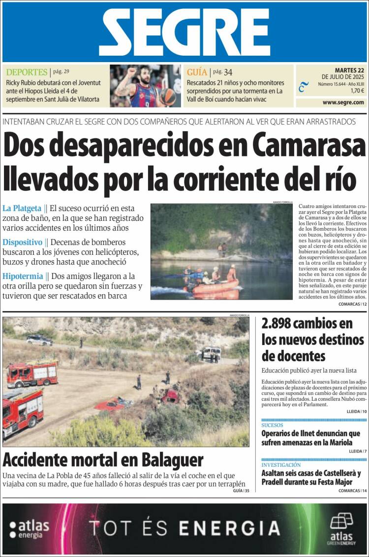 Portada de Segre  (España)
