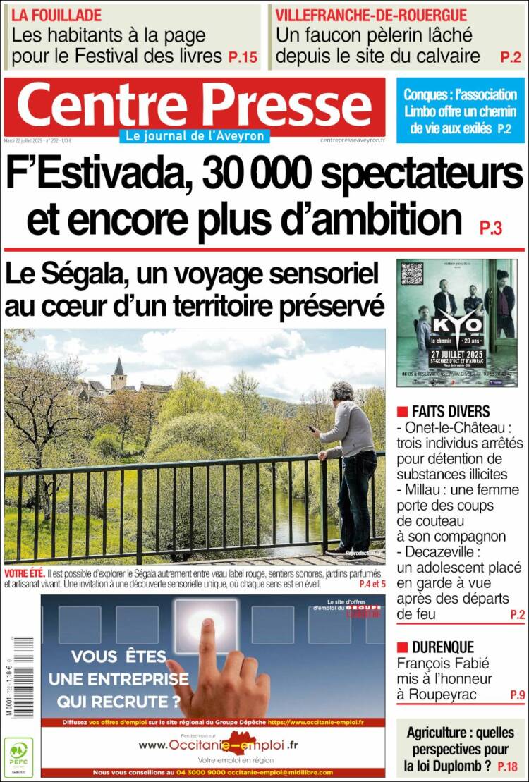 Portada de Centre Presse (Francia)