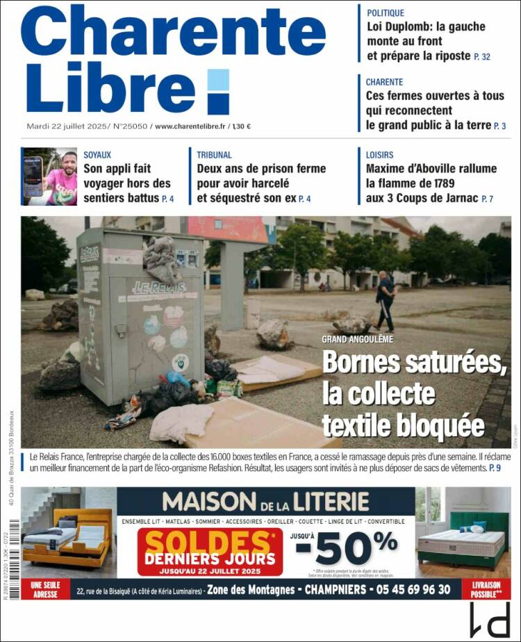 Portada de Charente Libre (Francia)