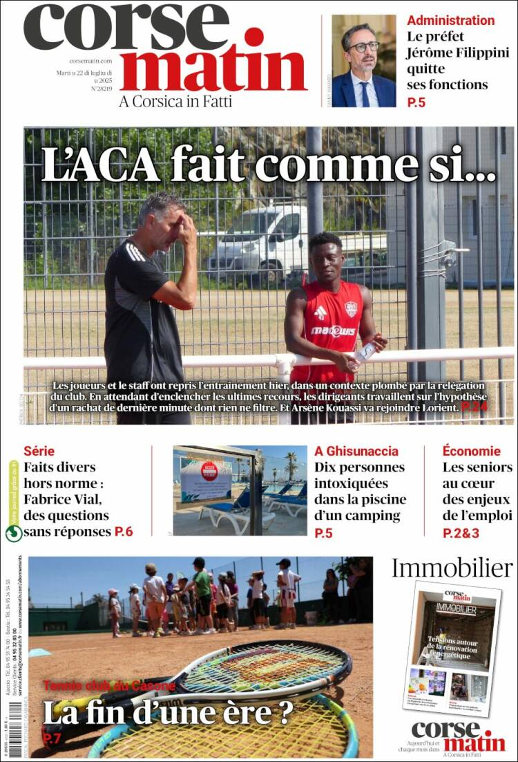 Portada de Corse-Matin (Francia)