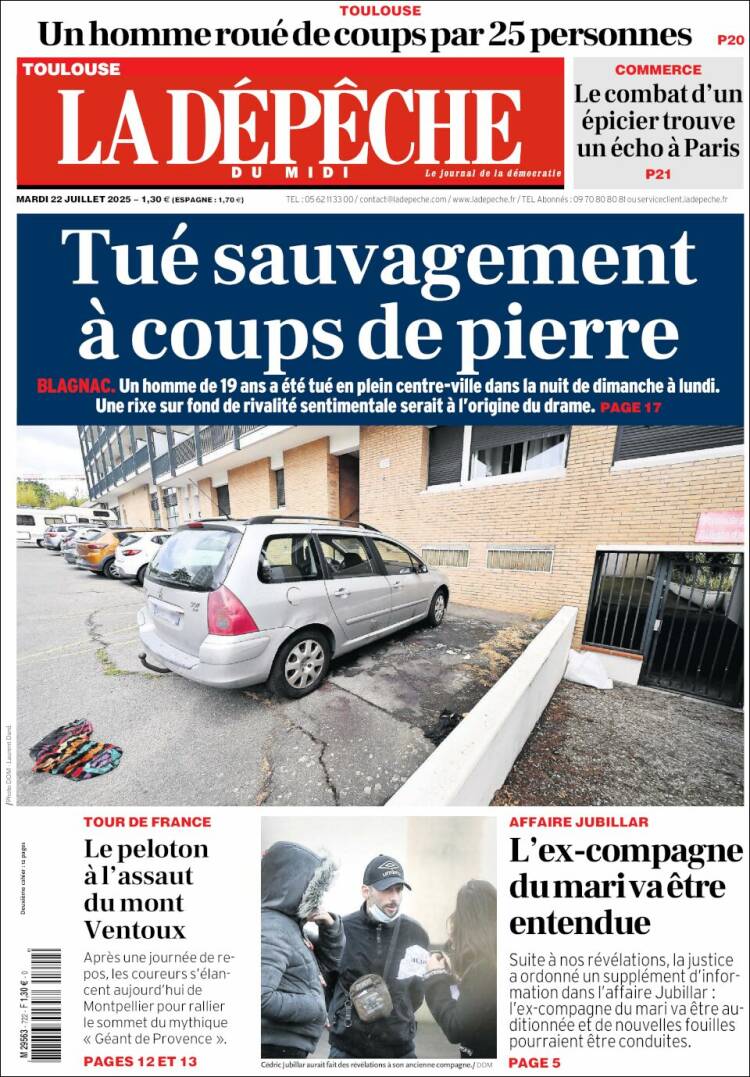 Portada de La Dépêche du Midi (Francia)