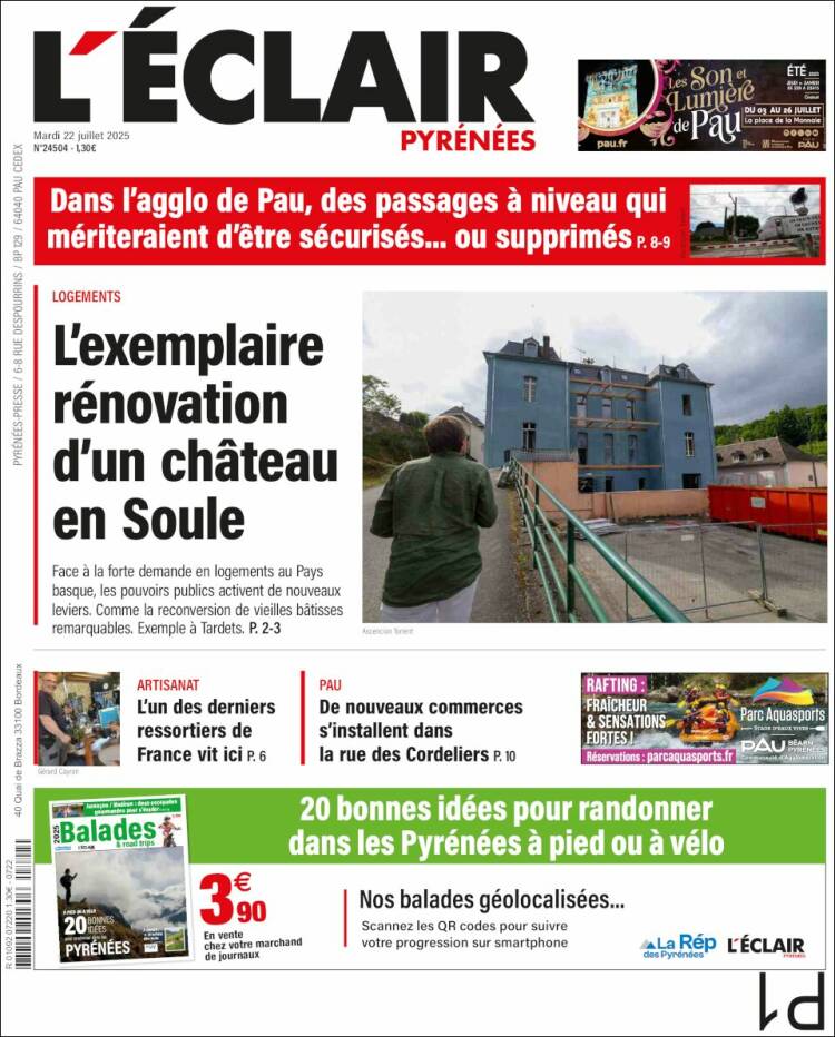 Portada de L'Eclair des Pyrénées (Francia)