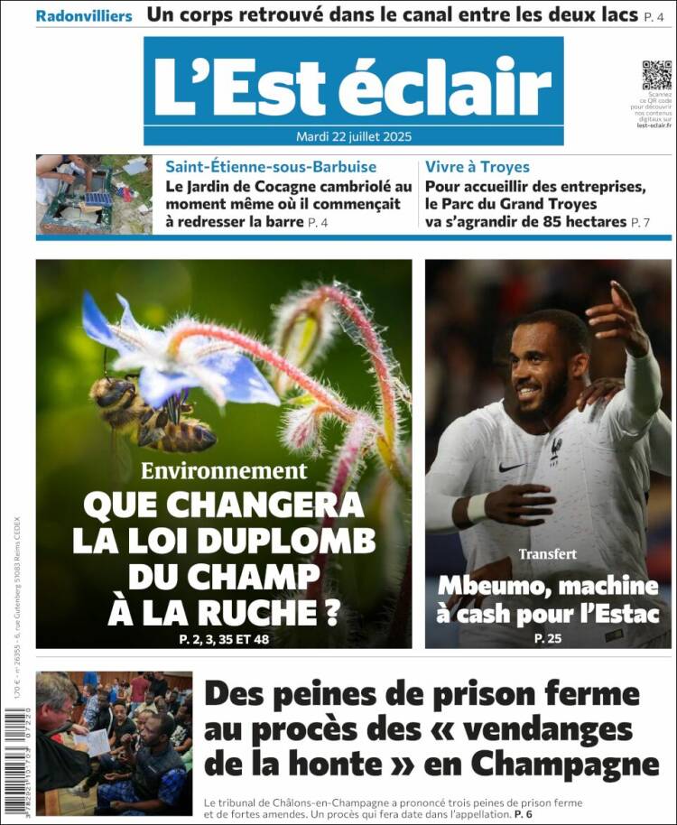 Portada de L'Est Eclair (France)