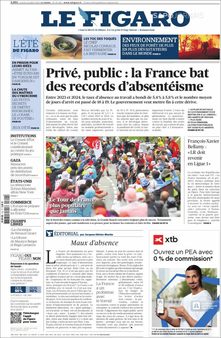 Portada de Le Figaro (Francia)