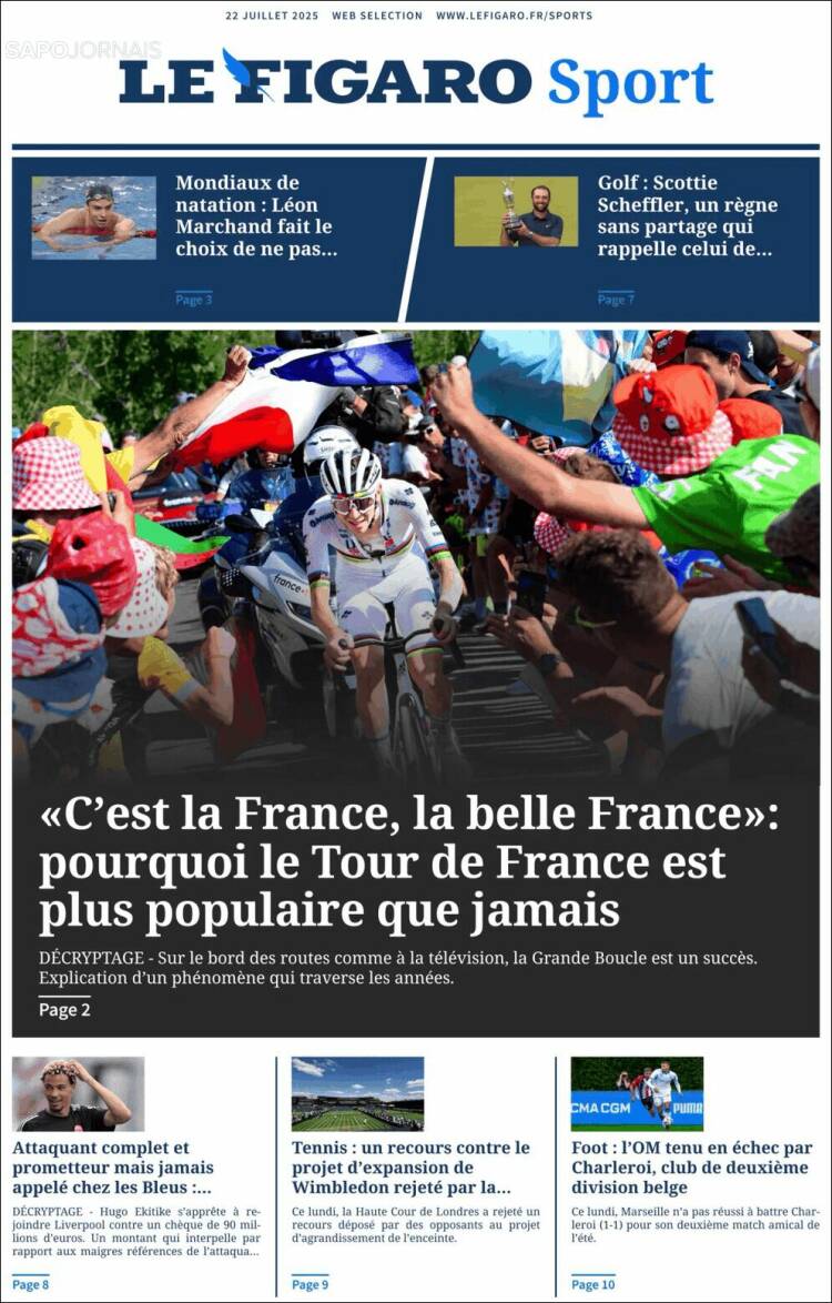 Portada de Le Figaro Sport (Francia)