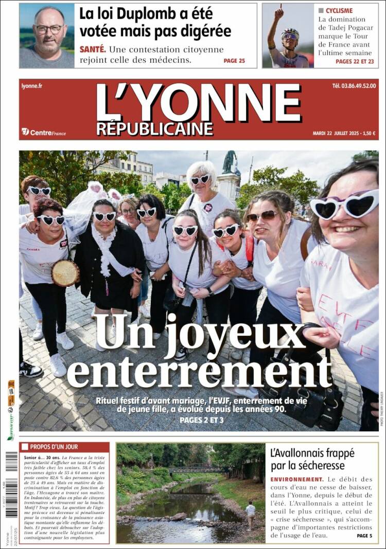 Portada de L'Yonne-Républicaine (Francia)