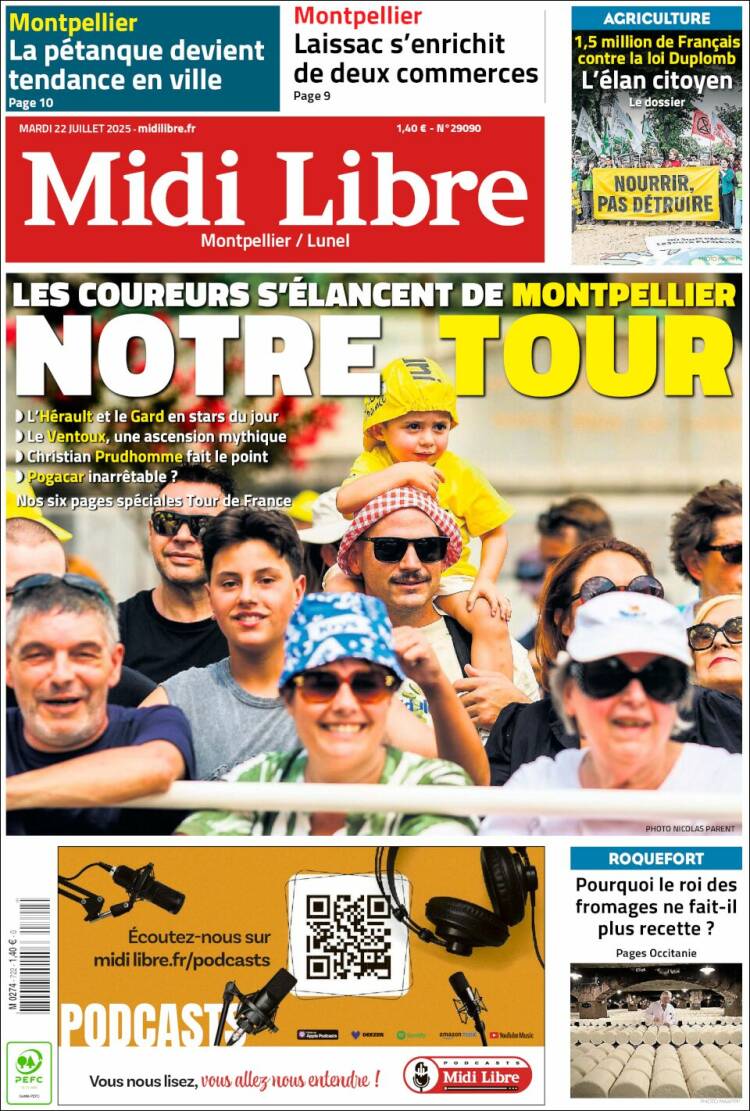 Portada de Midi Libre (Francia)