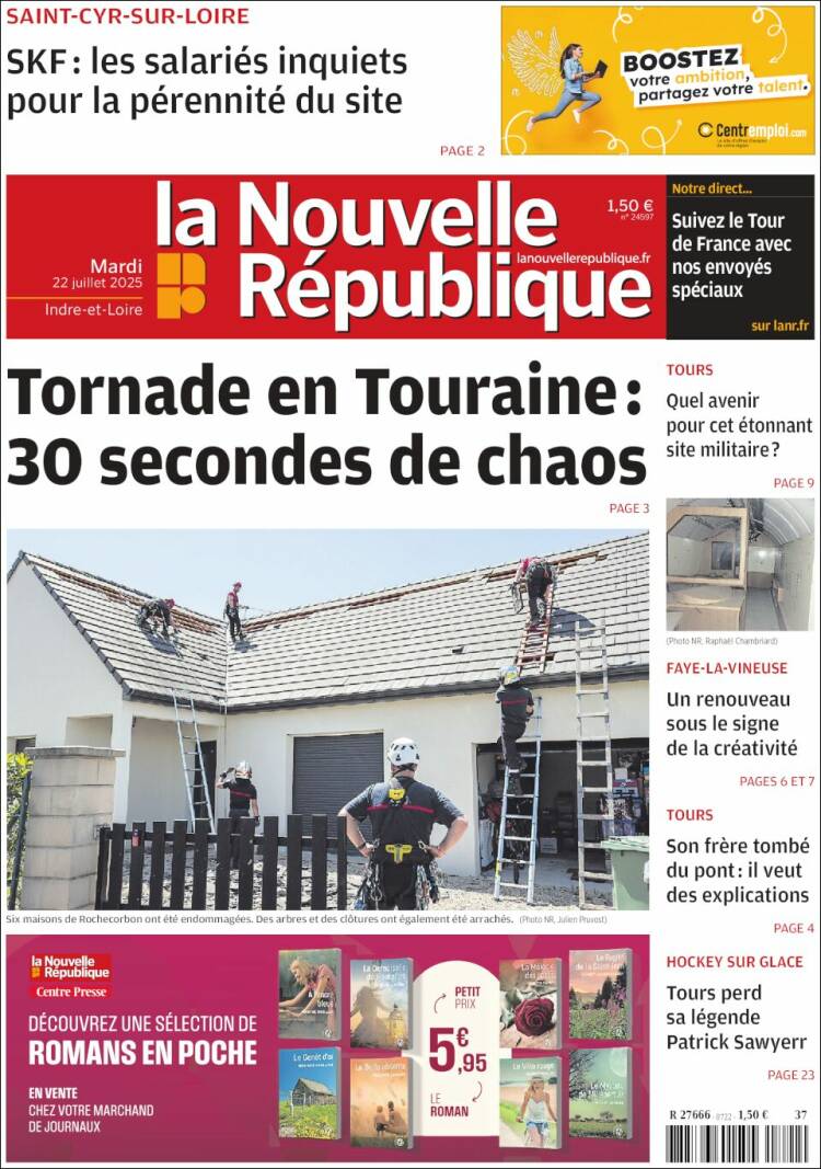 Portada de La Nouvelle Republique (Francia)