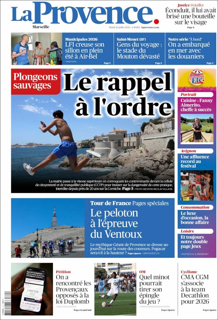 Portada de La Provence (Francia)