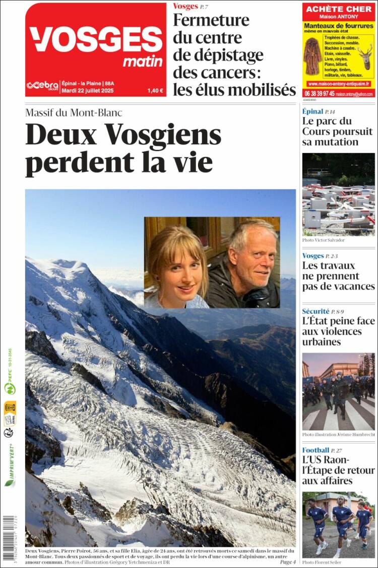 Portada de Vosges Matin (France)