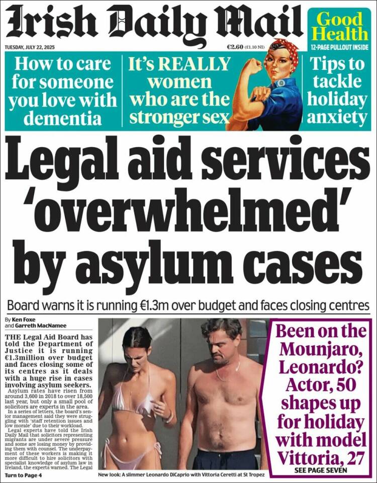 Portada de Irish Daily Mail (Irlanda)