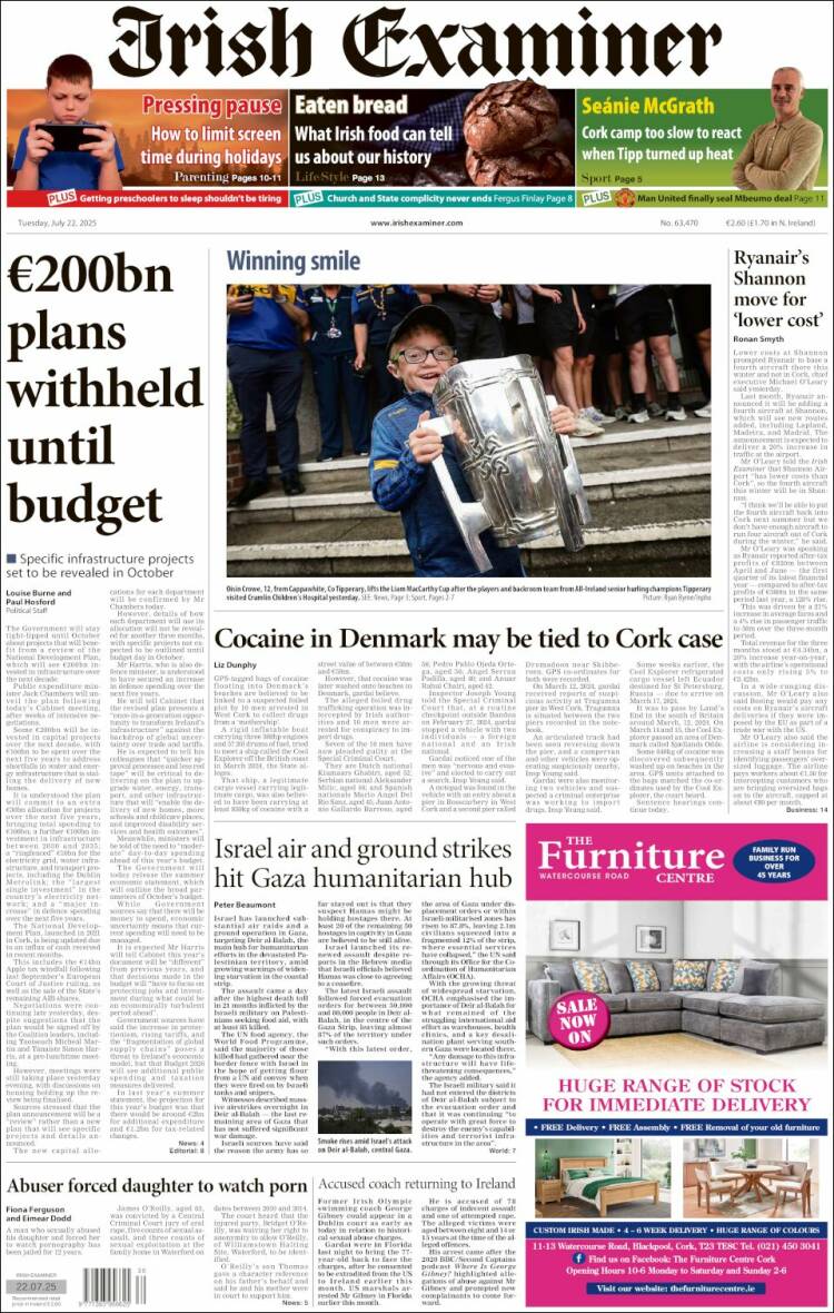 Portada de Irish Examiner (Irlanda)